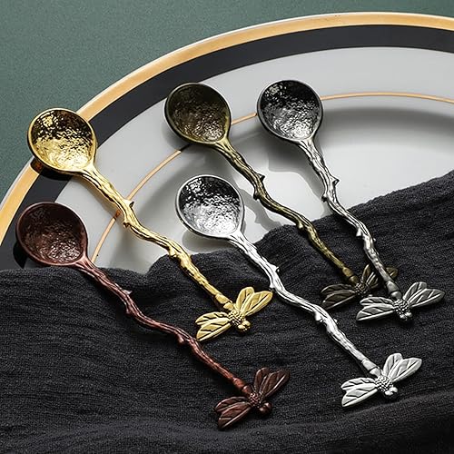 Miniatura 7 de Cuchara de libélula retro Cuchara de café Cucharadita de acero inoxidable Cuchara de azúcar creativa Cuchara de té, cuchara de agitador, cuchara