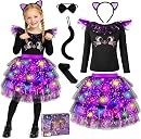 Cat Costume for Girls, Light Up Halloween Costumes for Kids 3-8