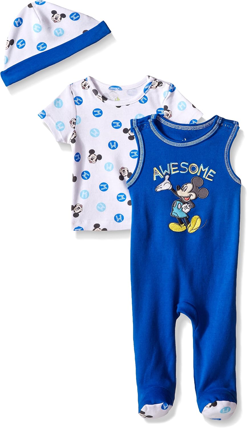 Disney Baby Boys' Mickey Mouse 3 Pc Footie, Bib, and Bodysuitset