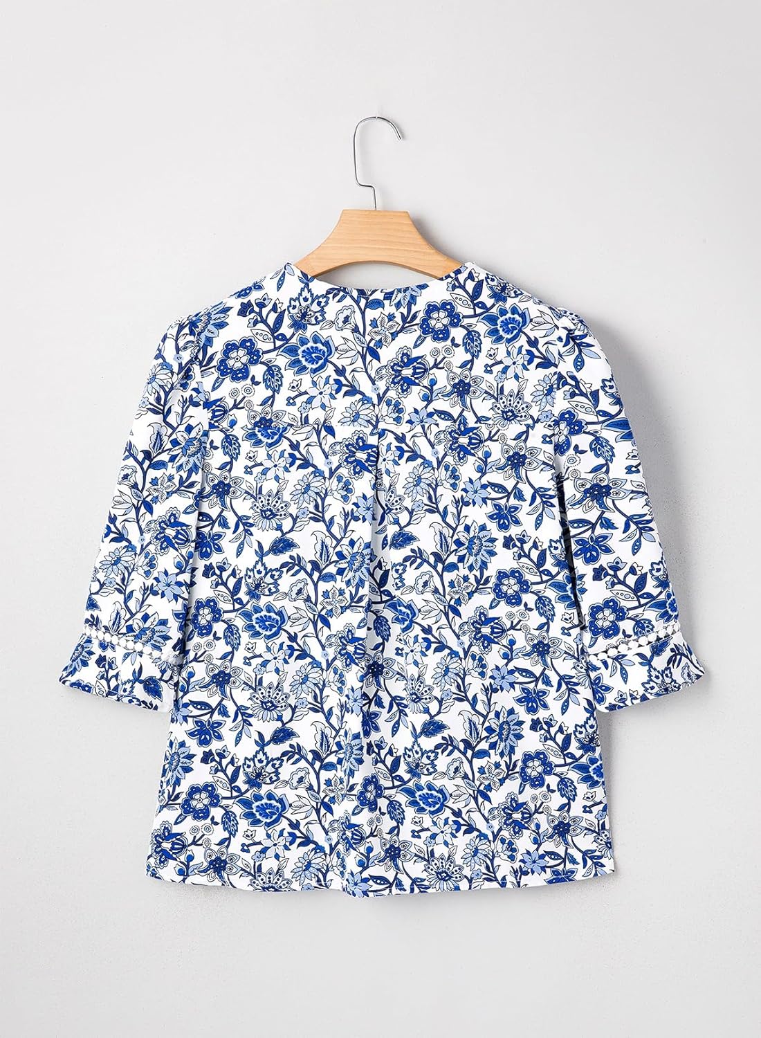 EVALESS Women's 3/4 Sleeve Tops Dressy Casual Pleated V Neck Business Work Blouses Office Shirts - Image 7