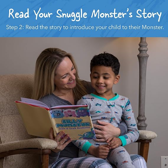 Continuum Games Snuggle Monster, Blue | Hide and Seek Bedtime Plush Toy and Book