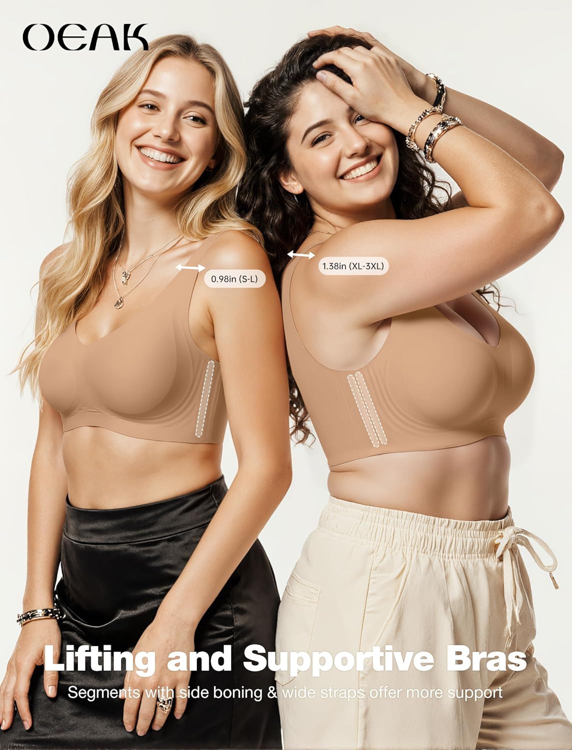 OEAK Womens Jelly Bras No Underwire Seamless Full Coverage Support Lift Pull on Bralette Comfort Everyday Sports Tshirt Bra - Image 4