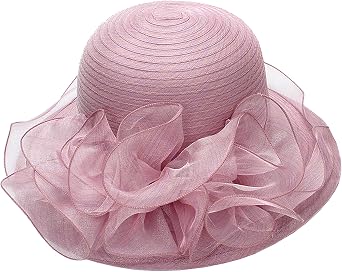 Kentucky Organza Derby Hats for Women Church Tea Fascinator Wide Brim Sun Hat for Ladies