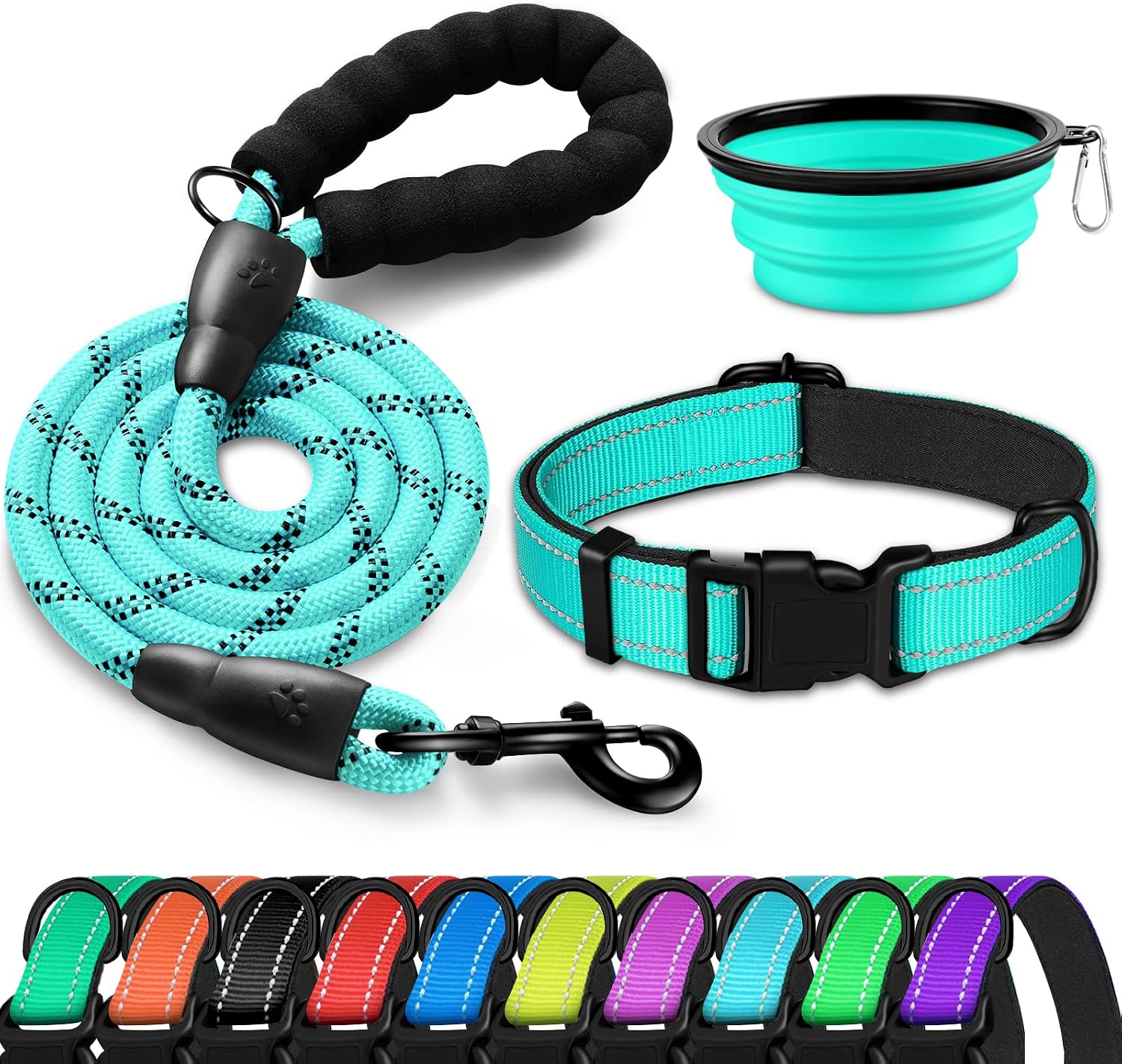 DOYOO Dog Collar and Dog Leash– Soft Neoprene Padded,Reflective and Adjustable - Nylon Dog Collars with Quick Release Buckle for Small…