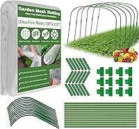 DHXGON 10x33FT Ultra Fine Garden Mesh Netting Kit with 6 Sets Steel Hoops & 18 Clips - Pest Bird Barrier for Vegetables Fruits Flowers