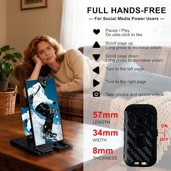 12 Phone Screen Magnifier with Bluetooth Remote, 3D HD Stand Black