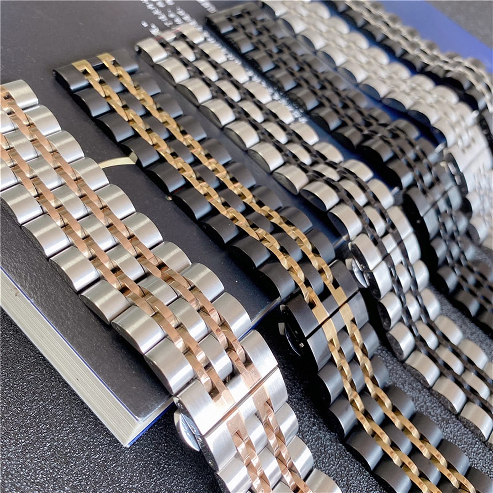 Bracelet de Montre en Acier Inoxydable à dégagement Rapide, pour Boucle Papillon de 20mm et 22mm, en métal Massif détachable