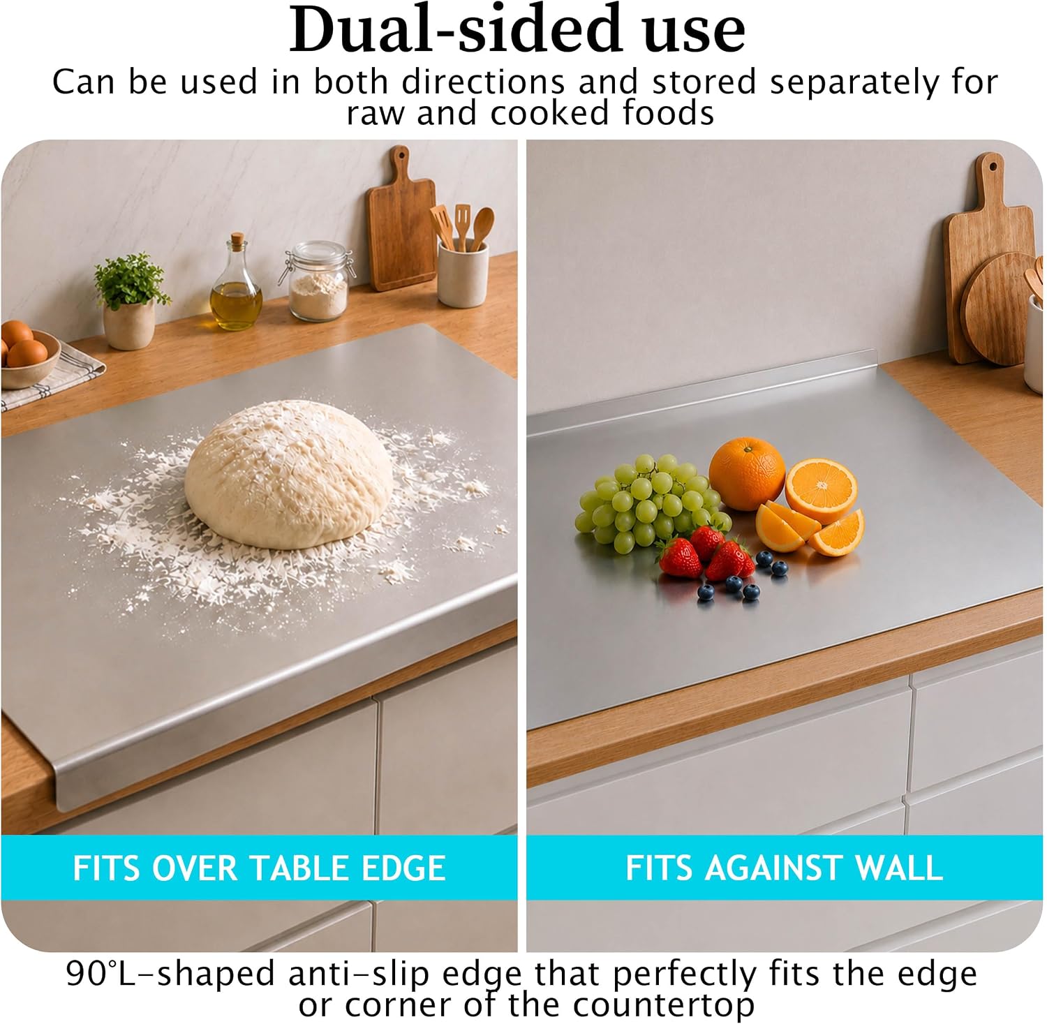 19.6 x 15.7In Large 304 Stainless Steel Cutting Board with Lip for Kitchen