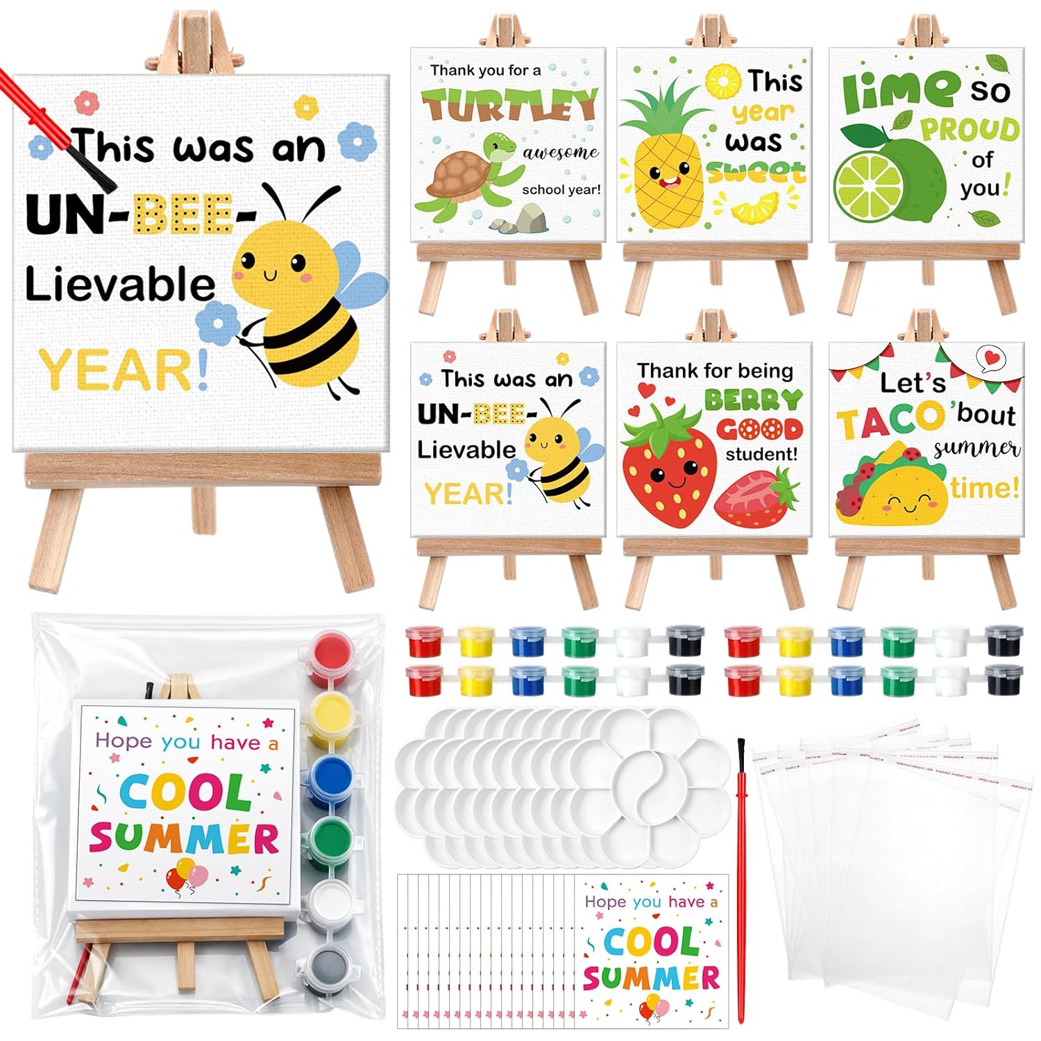 Motiskyy End of Year Kids Gifts-18 Sets Classroom Art Kits Watercolor Paint Canvas Easel Cards Thoughtful Class Exchanges Gift for Kids Preschool Kindergarten Graduation Party Favors from Teacher