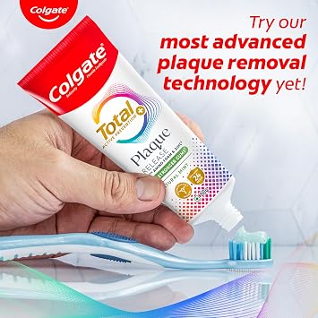 Colgate Total Plaque Release Toothpaste | Tooth Paste with Amino Foam & Zinc | Colgate Paste Toothpaste for Stronger Gums | 3X More Effective at Fighting Plaque - Natural Mint (80gm)(2.8 Ounce)