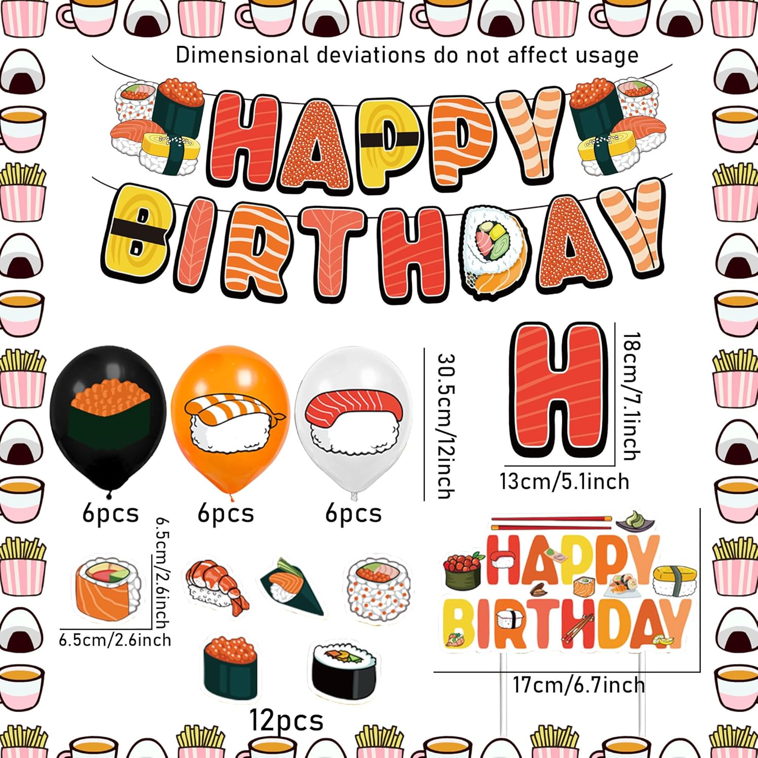 Sushi Party Decorations Japanese Birthday Party Decorations Includes Sushi Happy Birthday Banner Cake Topper Balloons for Sushi Party Supplies - Image 2