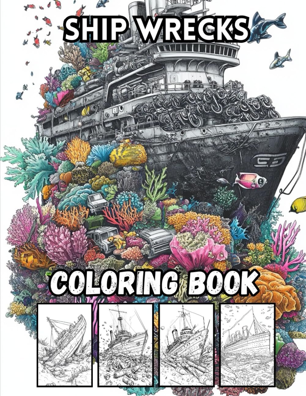 Ship wrecks Coloring Book: 40 Nautical Mysteries to Discover