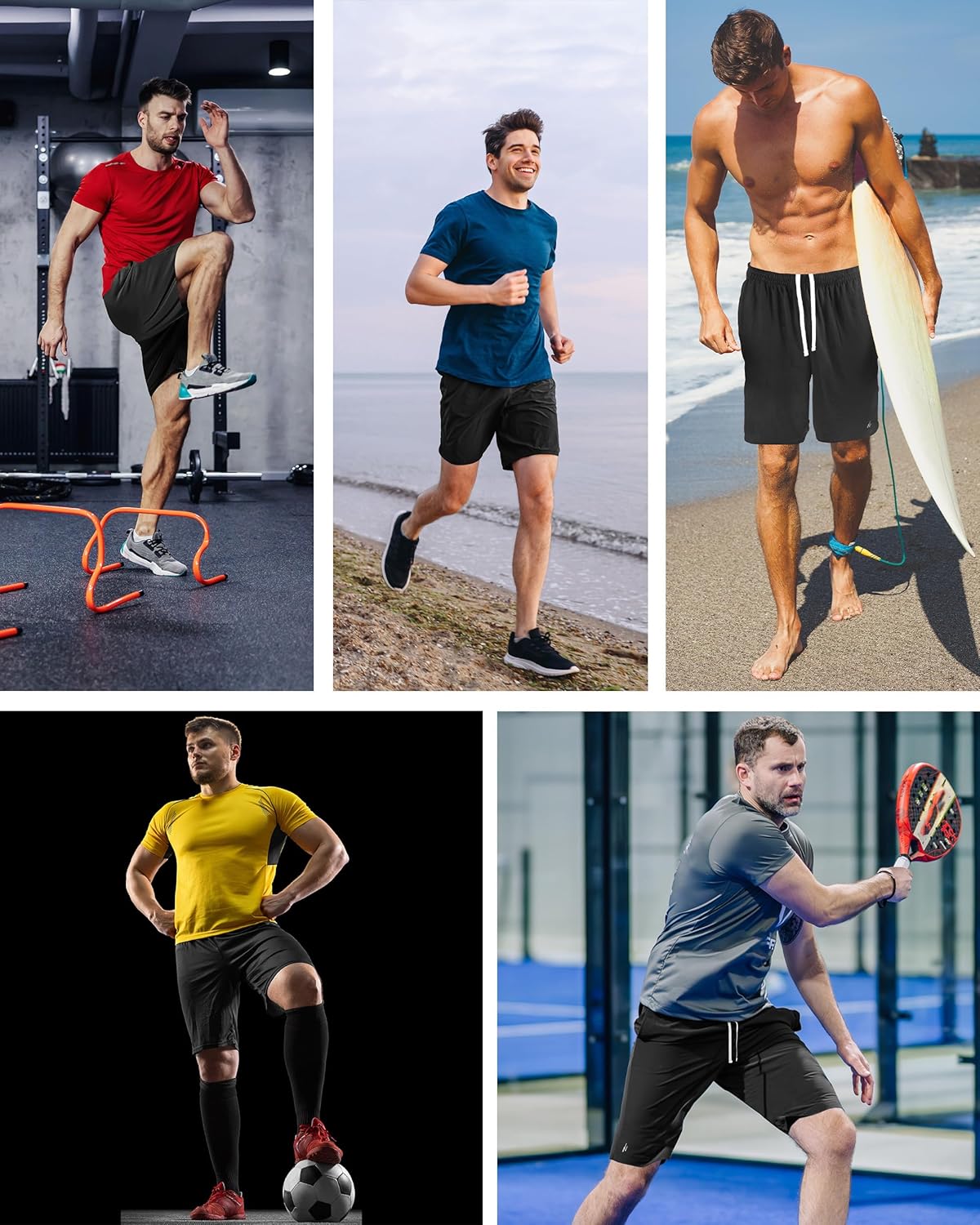 NY Threads 5 Pack Men's Athletic Shorts Quick Dry Loose-Fit Lightweight Running Workout Gym Shorts with Pockets - Image 6