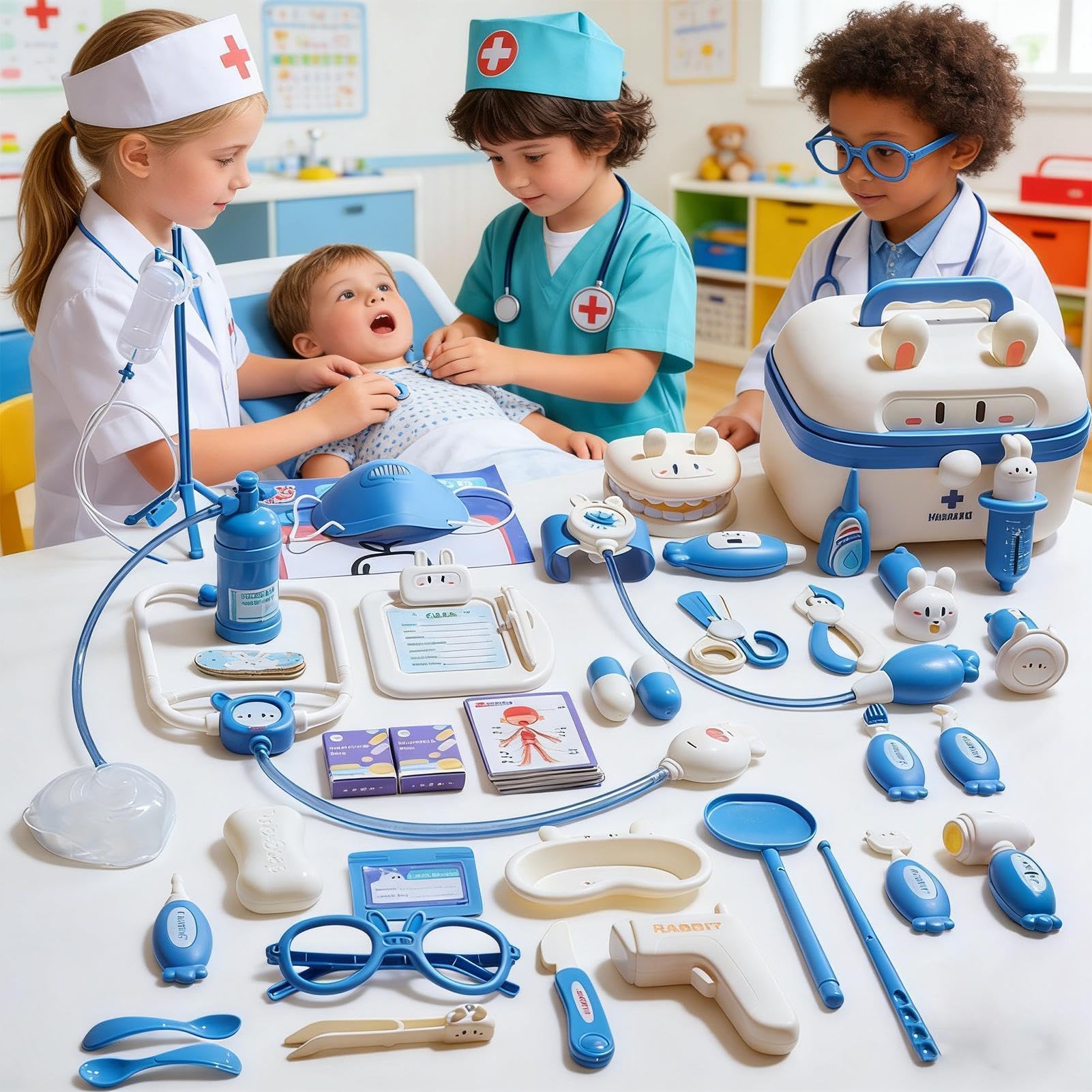 Arzt-Spielzeug für Kinder Krankenhaus-Rollenspiel mit Licht- &