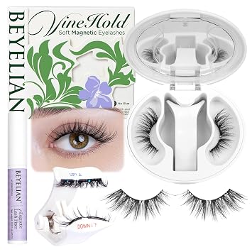 BEYELIAN Magnetic Eyelashes with Applicator Kit All-In-One Box, Upgrade Full Volume Soft Magnetic Lashes with Lash Fixer, Reusable No Glue Needed Eyelashes HX10 Lightweight & Comfortable