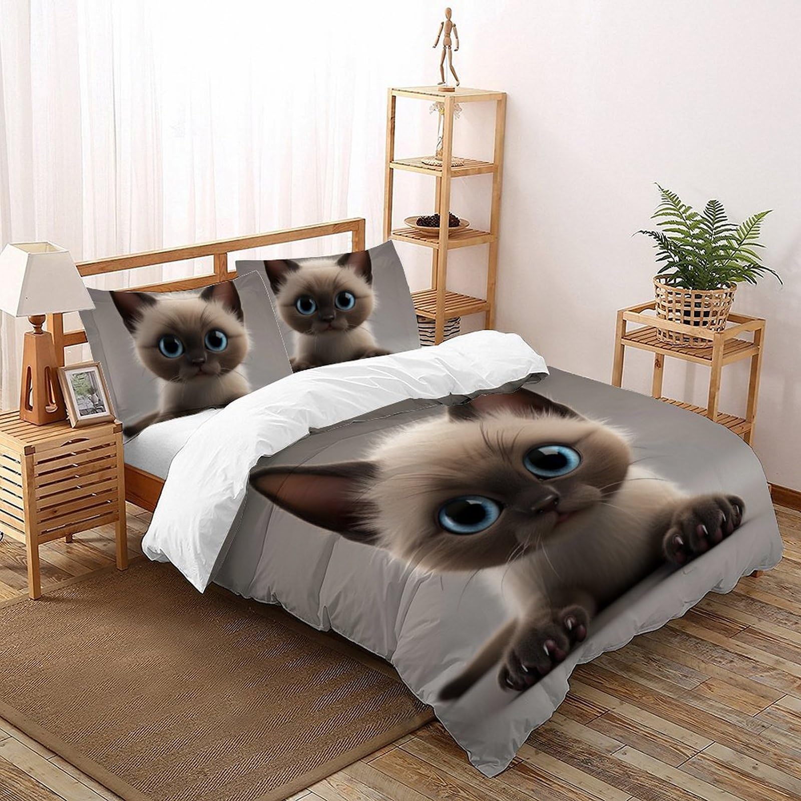 Ensemble de literie microfibre supérieure avec housse de couette chaton