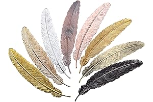 8 Pieces Upgraded Feather Bookmark, Exquisite Detailed Metal Feather Bookmarks With Tassels,...