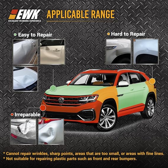 EWK Pneumatic Car Dent Puller Kit, Air Compressor Suction Cup Dent Puller with 75mm 100mm 125mm Cups, Slide Hammer Paintless Dent Removal Tool for Auto Body Repair