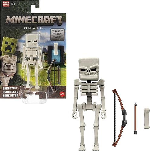 Mattel Minecraft Action Figure & Accessories Set, 4-inch Skeleton Posable Character Collectible Inspired by A Minecraft Movie