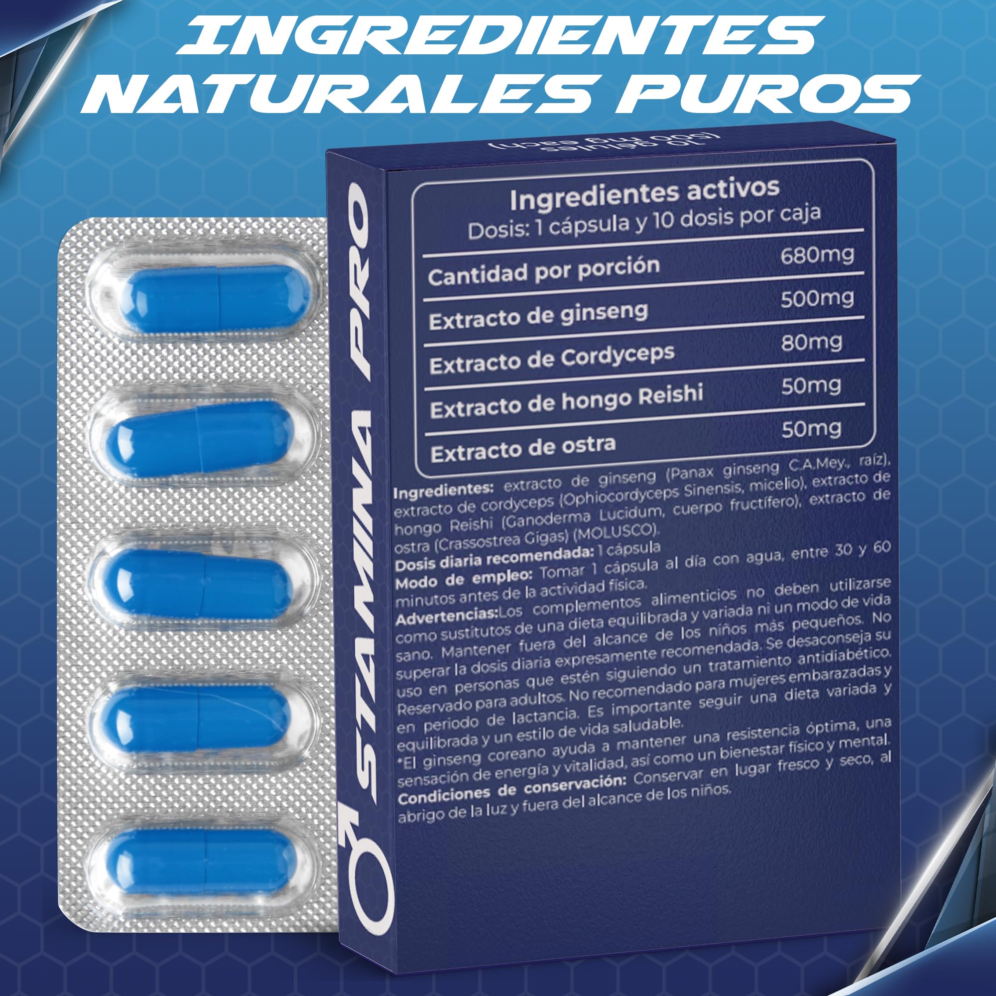 Cápsulas para mejorar el rendimiento masculino y liberar la fuerza interior, efecto duradero, tabletas azules para hombres, promueve la resistencia, la energía y la vitalidad, 10 cápsulas.