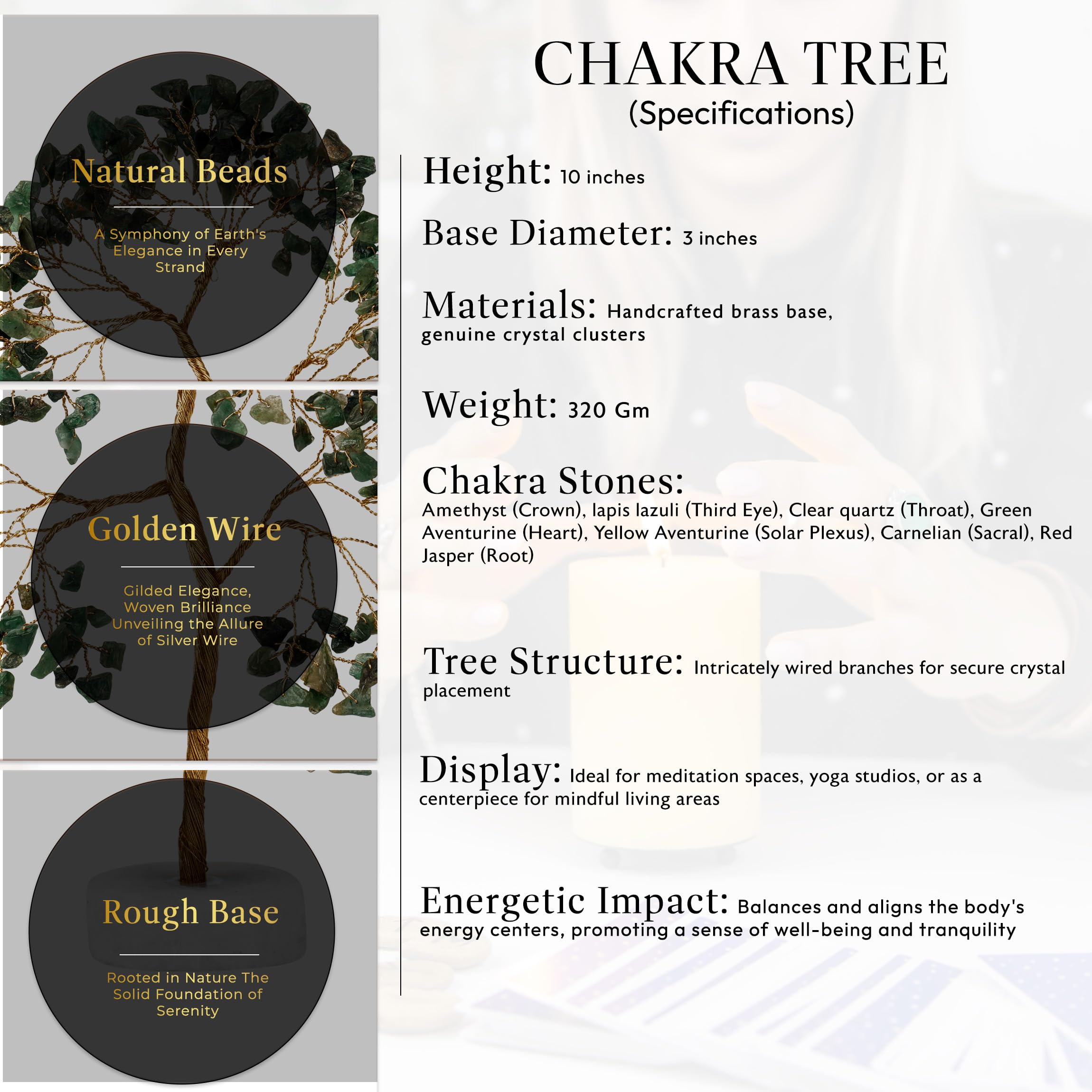 YATSKIA Green Aventurine Crystal Tree, Gemstone Tree of Life, Crystals and Healing Stones, Crystal Gifts for Mom, Crystals Shelf Decor, Living Room Decor, Unique Gifts for Women (Size - 10 Inch)