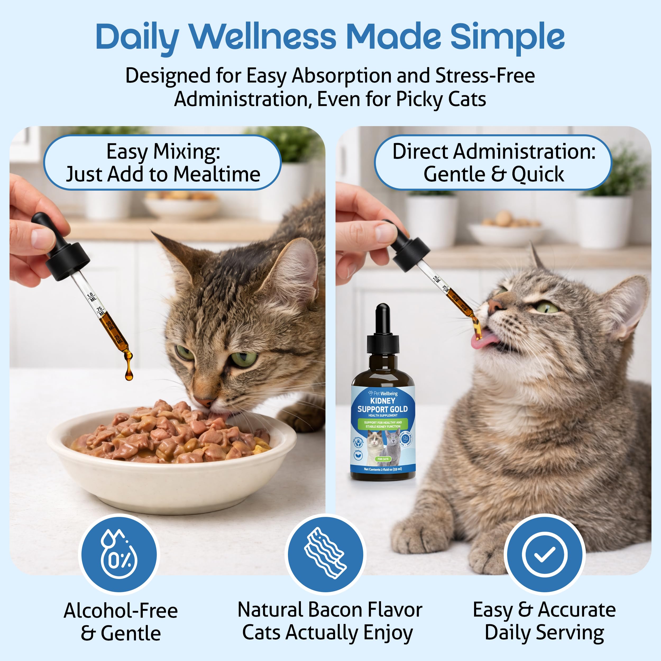 Pet Wellbeing - Supporto Oro Rene Per I Gatti - Il Supporto Naturale Per La Salute Dei Reni Felino - 2 Oz (59Ml)