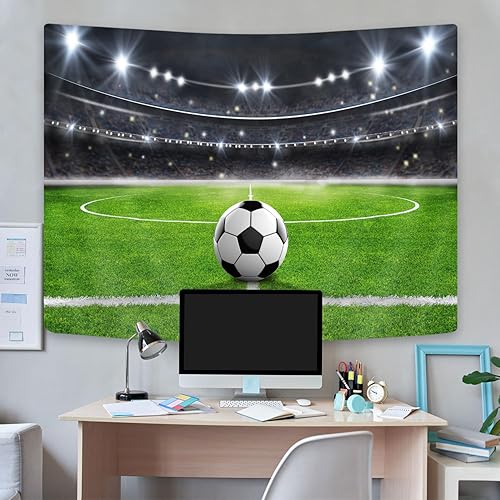 Miniatura 4 de GOAOK Tapiz de fútbol americano, tapiz de fútbol americano para hombres y niños, decoración de sala de deportes, césped de fútbol americano, tapiz