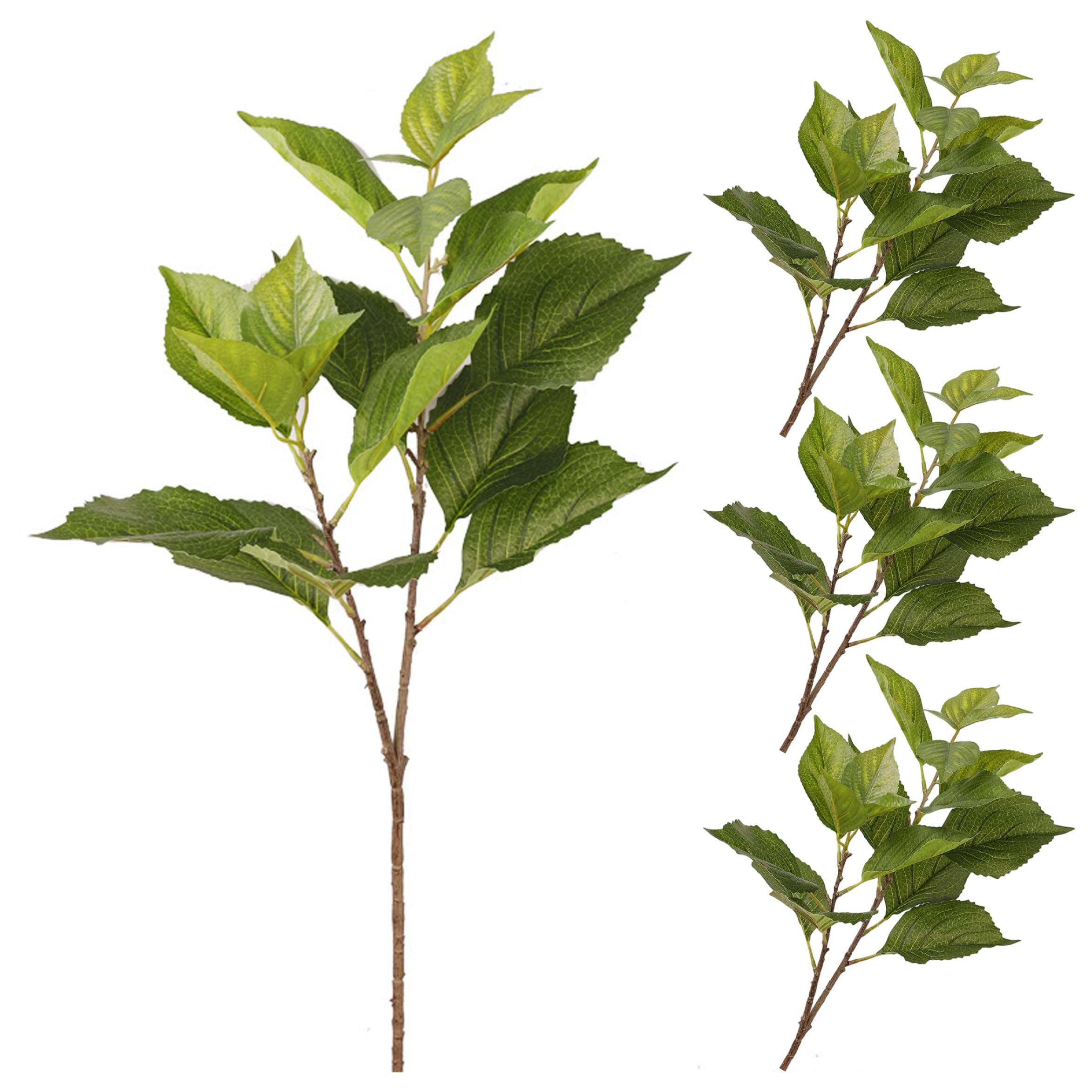BEAHING Artificial Greenery Stems 4PCS Realistic Hydrangea Leaves Faux Foliage for Home Floral Design