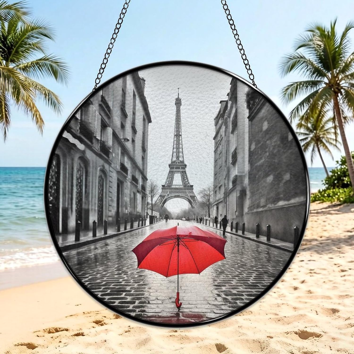 Stained Glass Hanging Sign Suncatcher, Eiffel Tower Paris image 3