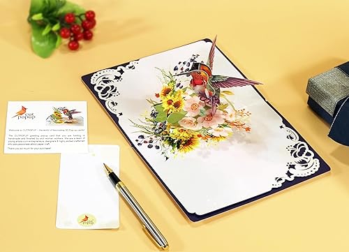 Miniatura 3 de CUTPOPUP - Tarjeta de cumpleaños de colibrí emergente, tarjeta del día de la madre, tarjeta del día del padre, día de la madre, tarjeta de