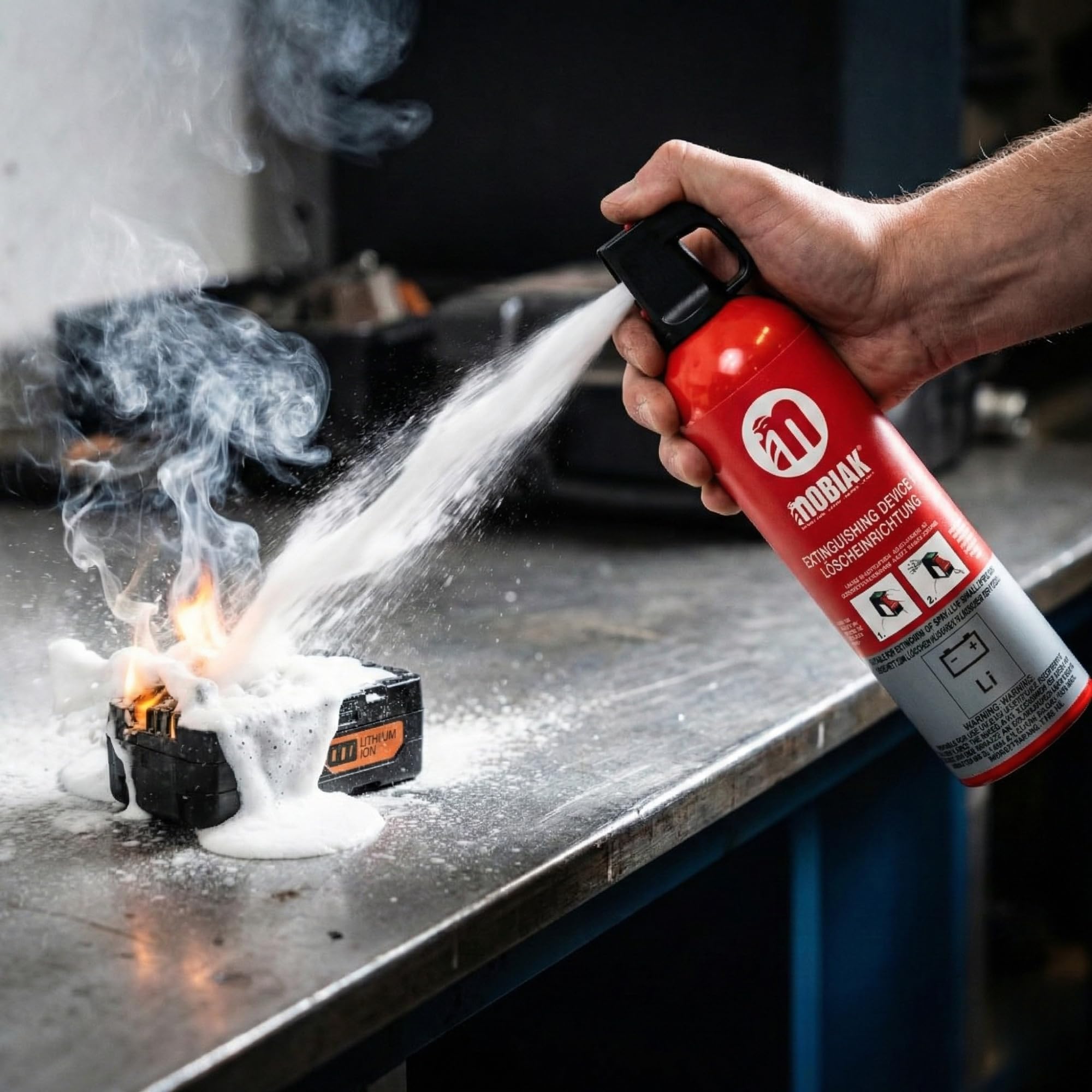 Gaśnica 750 ml | Pożary elektryczne | Spray gaśniczy do baterii litowych i akumulatorów | Bezfluorowa, bez PFAS | Do wnętrz i pojazdów