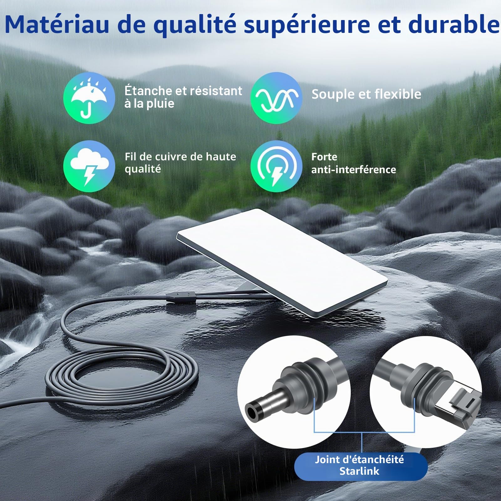 Starlink Mini câble d'alimentation 3 en 1 DC/RJ45 vers DC/RJ45 avec adaptateur DC vers USB C, rallonge étanche Starlink Mini cable d'alimentation