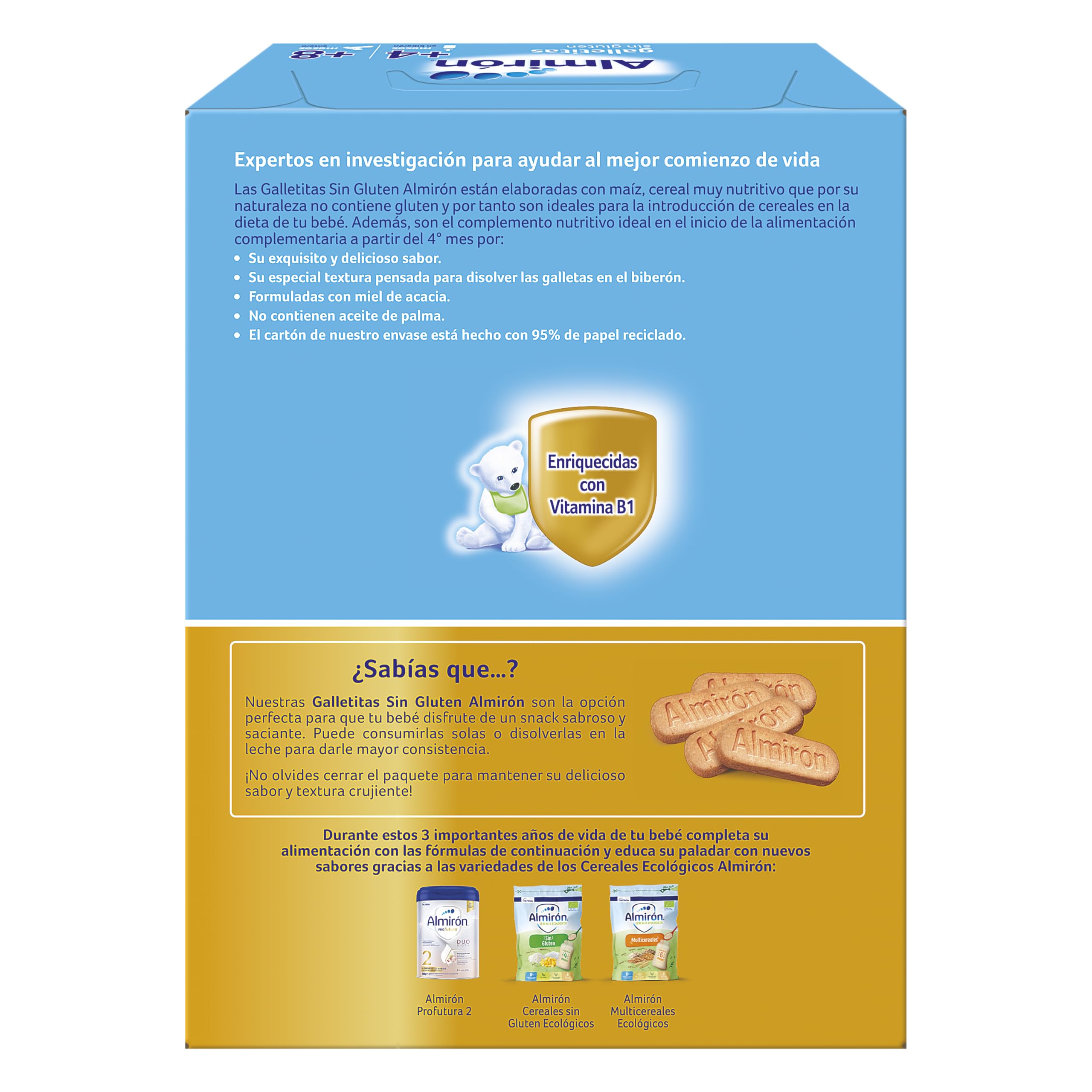 Almirón, Galletas para Bebé Sin Gluten, a partir de 4 Meses, 250g