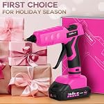 Hot Glue Gun, 20V Gun sans fil rose avec 30 PCS Sticks de colle pleine taille, 2Ah Kit de colle de batterie rechargeable pour DIY,