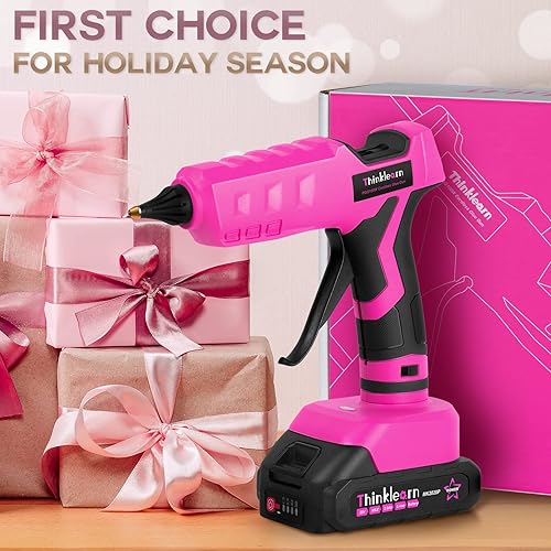 Miniatura 26 de Pistola de pegamento caliente inalámbrica, pistola de pegamento caliente de ajuste de temperatura de 20 V con 43 barras de pegamento caliente