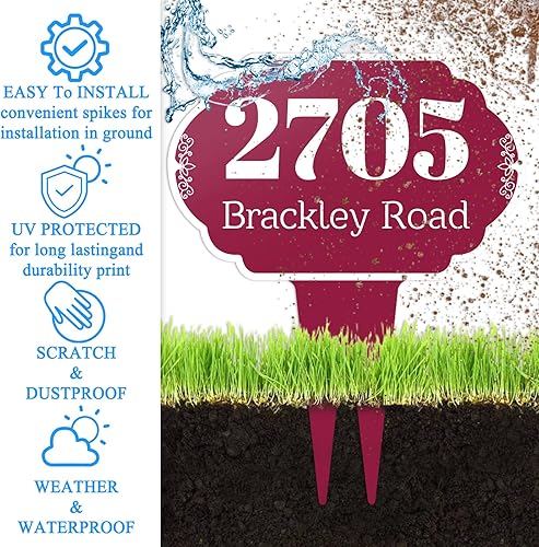 Miniatura 4 de Letreros personalizados de dirección para patio, césped, casa, números de placas, letrero de aluminio personalizado para dirección de casa para