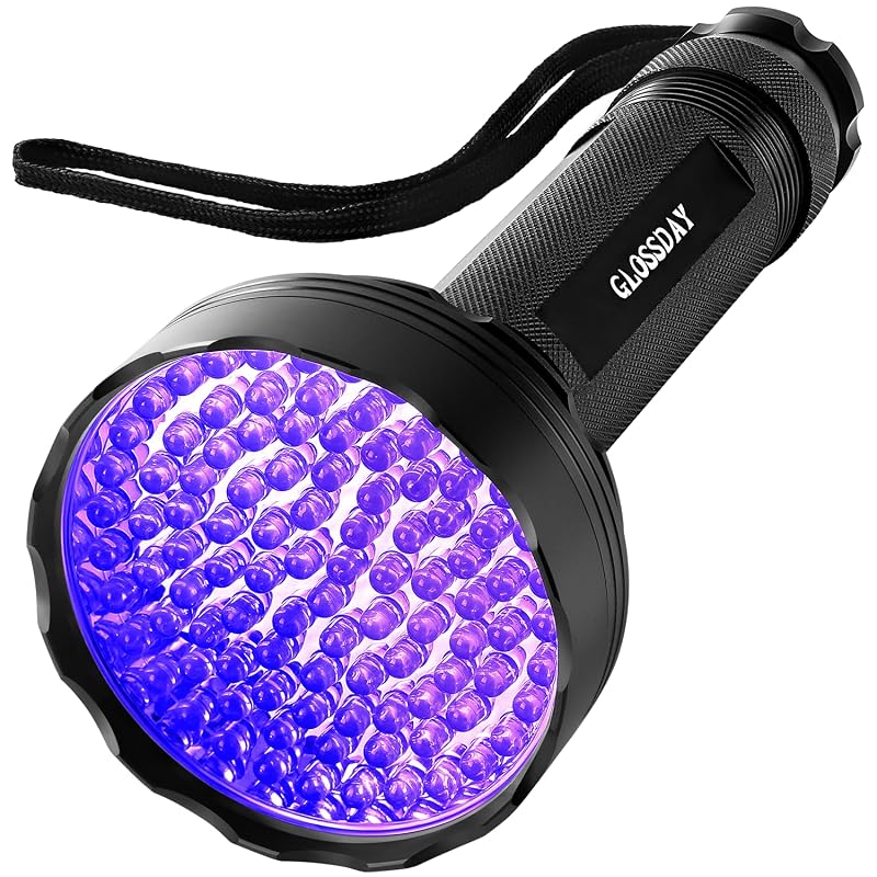 GLOSSDAY UV Flashlight Black Light, 100 LED Black Light Flashlight for Dog/Cat Pet Detector, Scorpions Finder 100LED