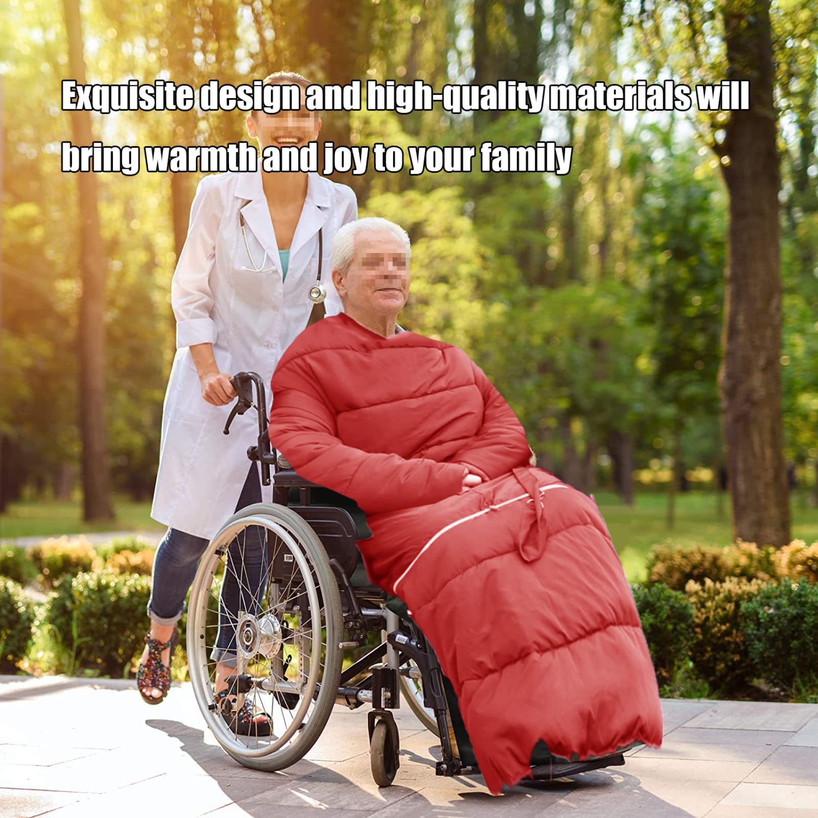 Manta para Silla De Ruedas,Impermeable,De Invierno,De Terciopelo,Saco para Silla De Ruedas,Saco para Silla De Ruedas,Saco Deslizante Cálido para Personas Mayores,Pacientes 200x150cm,Red
