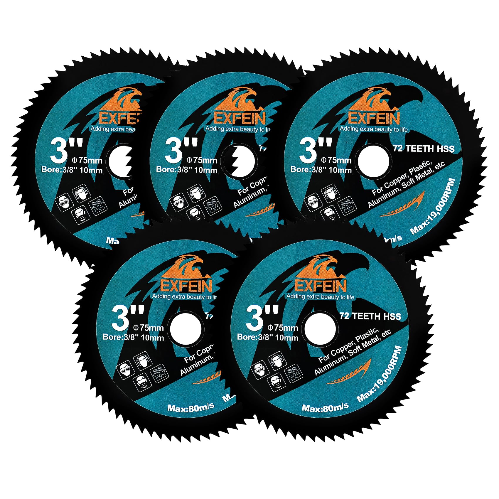 EXFEIN 75mm HSS Circular Cutting Disc 5pcs, High-Speed Steel Disc for Cutting Soft Metal Copper Aluminum Wood Plastic Diamond Disc