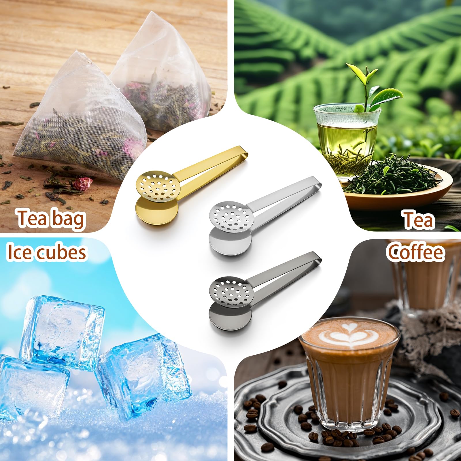 3 sztuki szczypiec do torebek herbaty ze stali nierdzewnej, wyciskarka do torebek herbaty, szczypce, odporne na wysokie temperatury, zacisk ciśnieniowy do herbaty, baru kuchennego