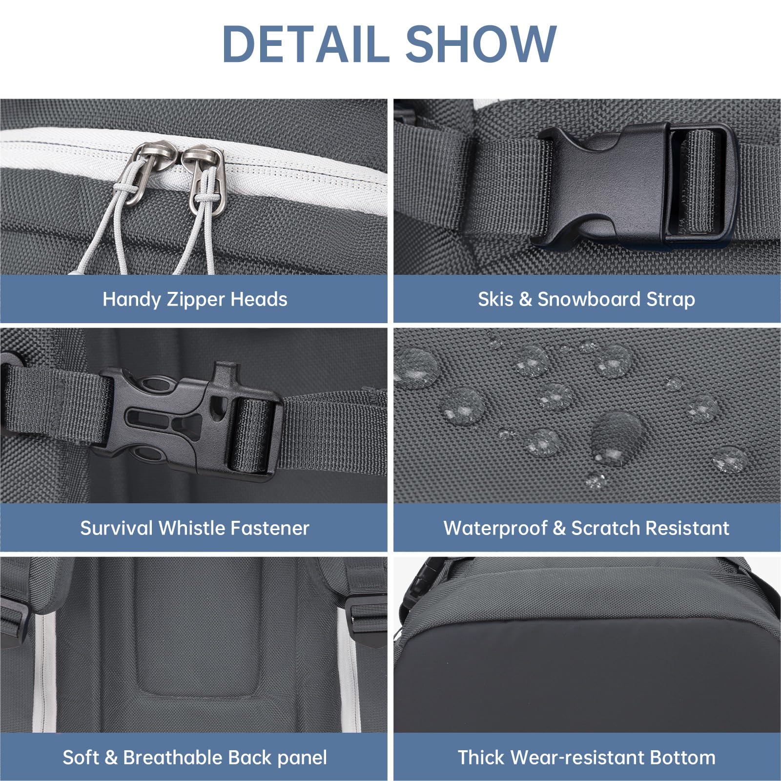MIGGEEY Borsa per scarponi da sci con scomparto per casco e scomparto per stivali [50 l], zaino da sci con tasca per casco, borsa da sci con funzione di tracolla e spazio per accessori da sci