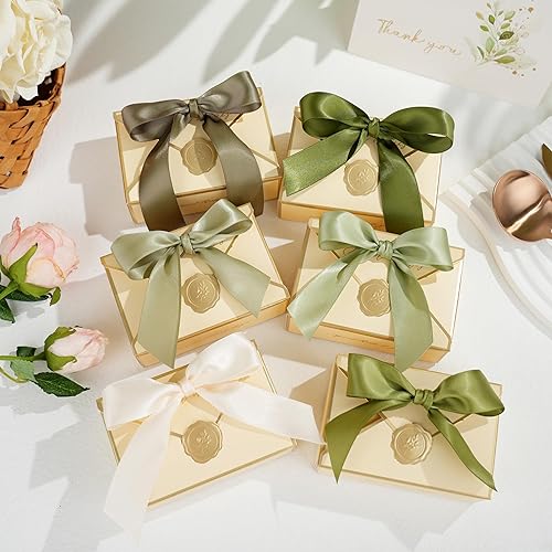 Miniatura 6 de Cinta verde salvia de 1 pulgada verde musgo doble cara satén poliéster cinta 6 rollos 60 yardas regalos de boda envoltura manualidades