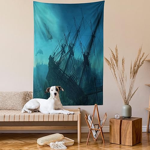 Miniatura 404 de Ambesonne Tapiz gótico, patio con hiedra encantada en la puerta antigua al bosque, colgante de pared ancho para dormitorio, sala de estar, 2-Verde