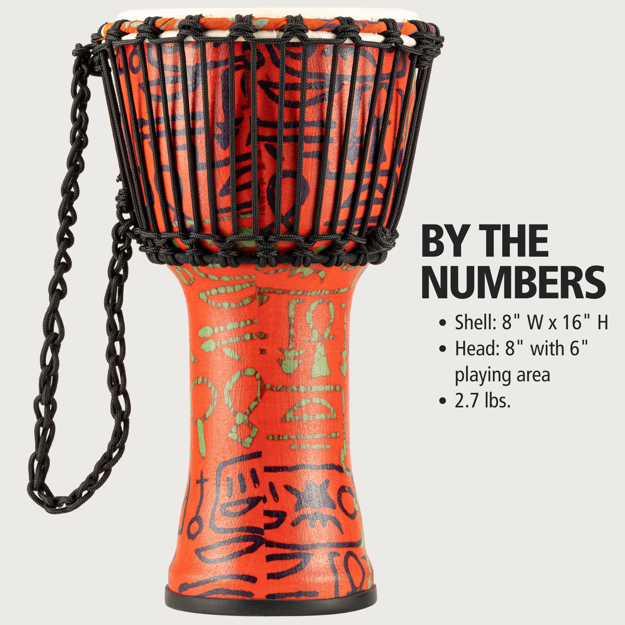 Meinl Percussion Rope Tuned Travel Series Djembe, Mehrfarbig (PADJ1-S-G)