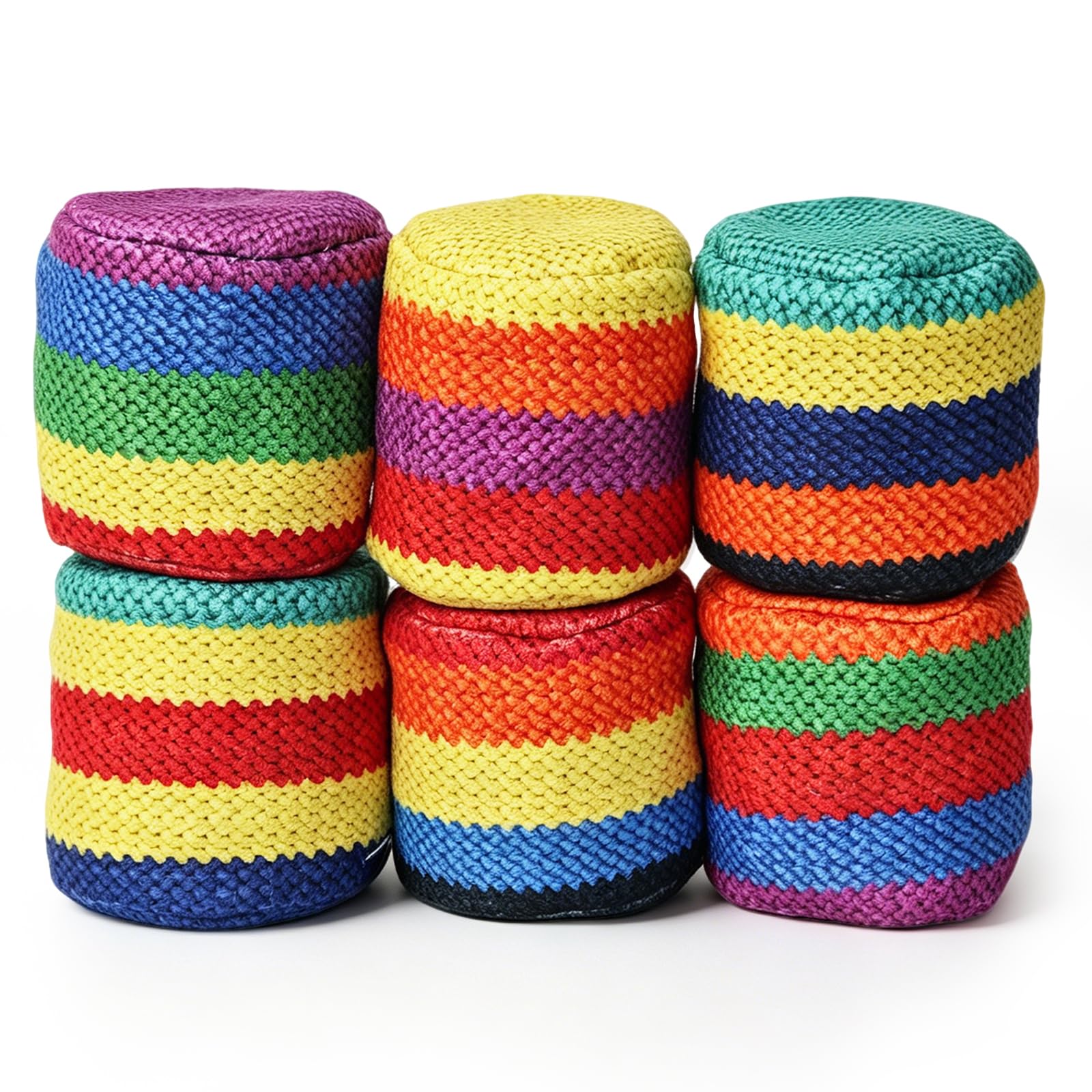 Verneo 6Pcs Hacky Sack, Handmade Knitted Hacky Sack Ball Adult, Crochet Foot Bag for Outdoor Play, Juggling Balls Beginners for Party Games