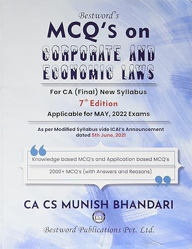 Bestword's MCQ's on Corporate and Economic Laws for CA (Final) - 7/e, 2022