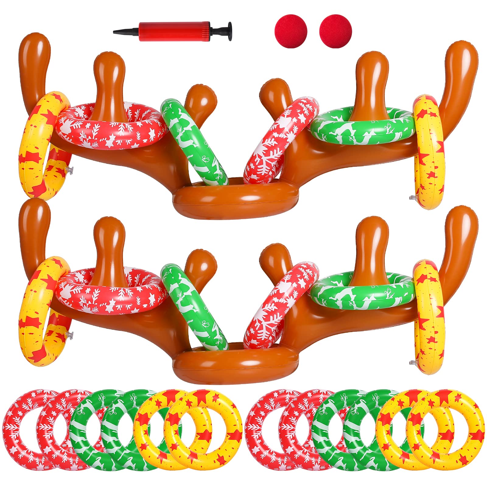 MGparty Christmas Inflatable Reindeer Antler Toss Games Xmas Ring Toss Game for Kids Teens Adults Indoor Outdoor Family Holiday Party Gifts