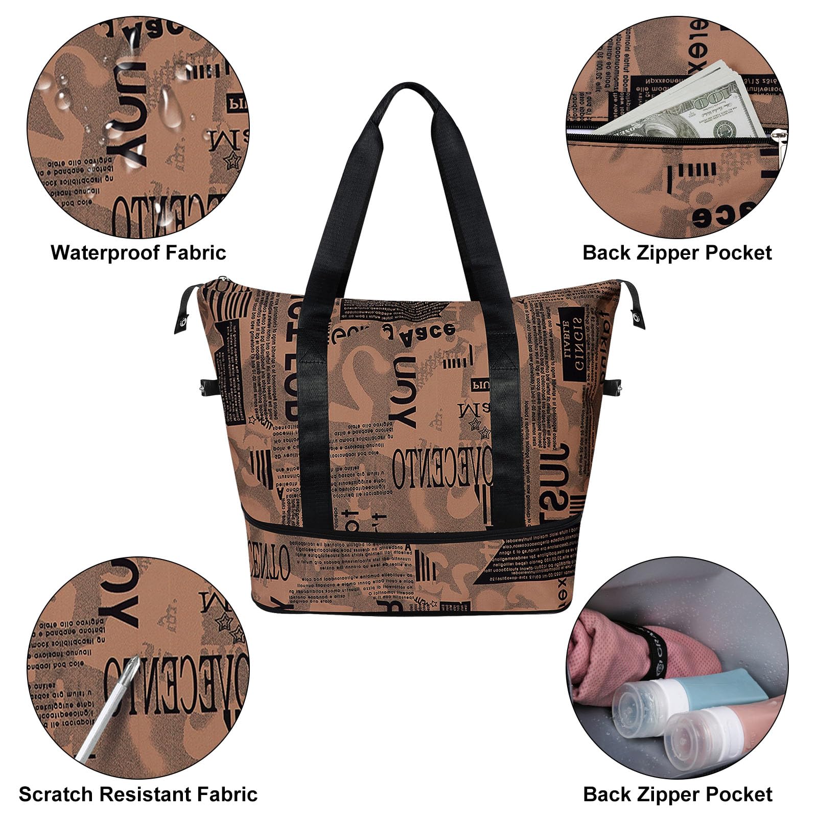 HUA ANGEL Donna Borsa da Viaggio Leggero Sportiva Borsa da Palestra Impermeabile Tote da Palestra con Tasca di Separazione Bagnato e Secco per Viaggi Yoga Palestra Allenamento Nuoto