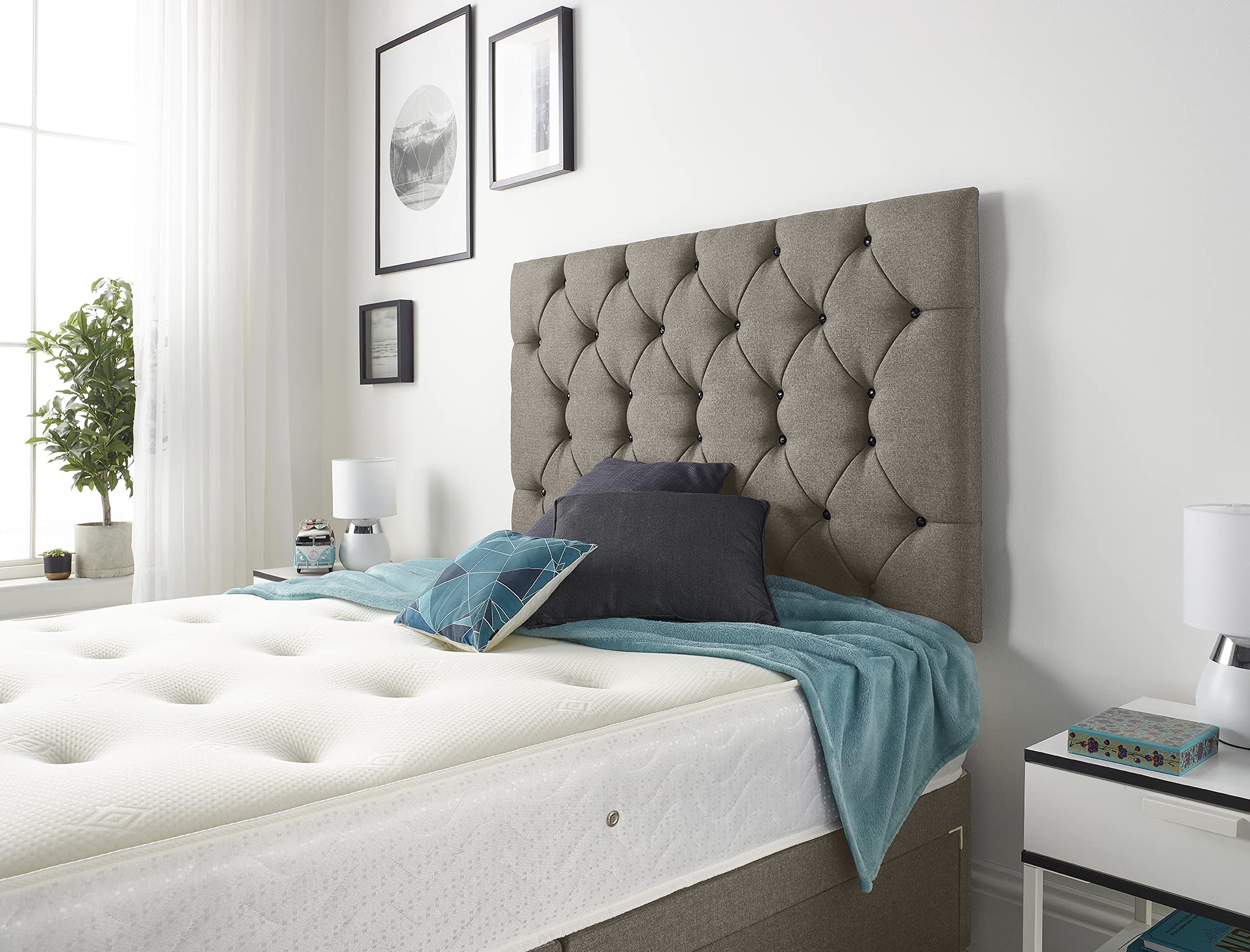 Bed Centre Premier 32 Inch or 54 Inch Headboard Available in Different Fabrics and Colours - 3FT,4FT,4FT6,5FT,6FT (5FT King, 32 Inch High With Struts, Tweed Coffee)