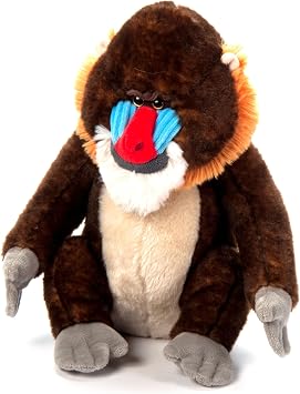 The Petting Zoo Mandrill Monkey Stuffed Animal Plushie, Wild Onez, 12 in